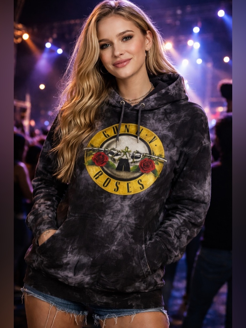 Guns N' Roses Black Tie-Dye Hoodie